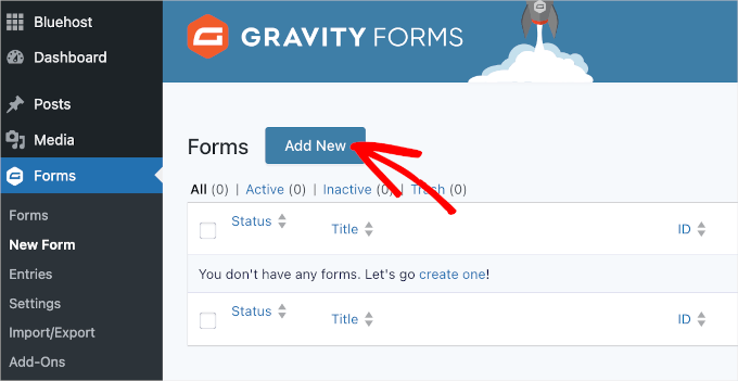 Creating a new form with Gravity Forms