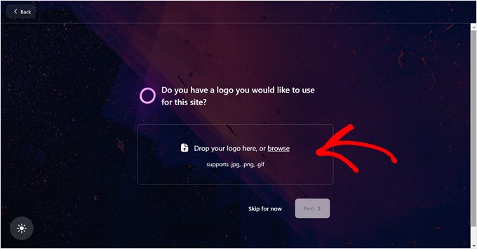 Uploading a custom logo to the Bluehost AI Site Creator