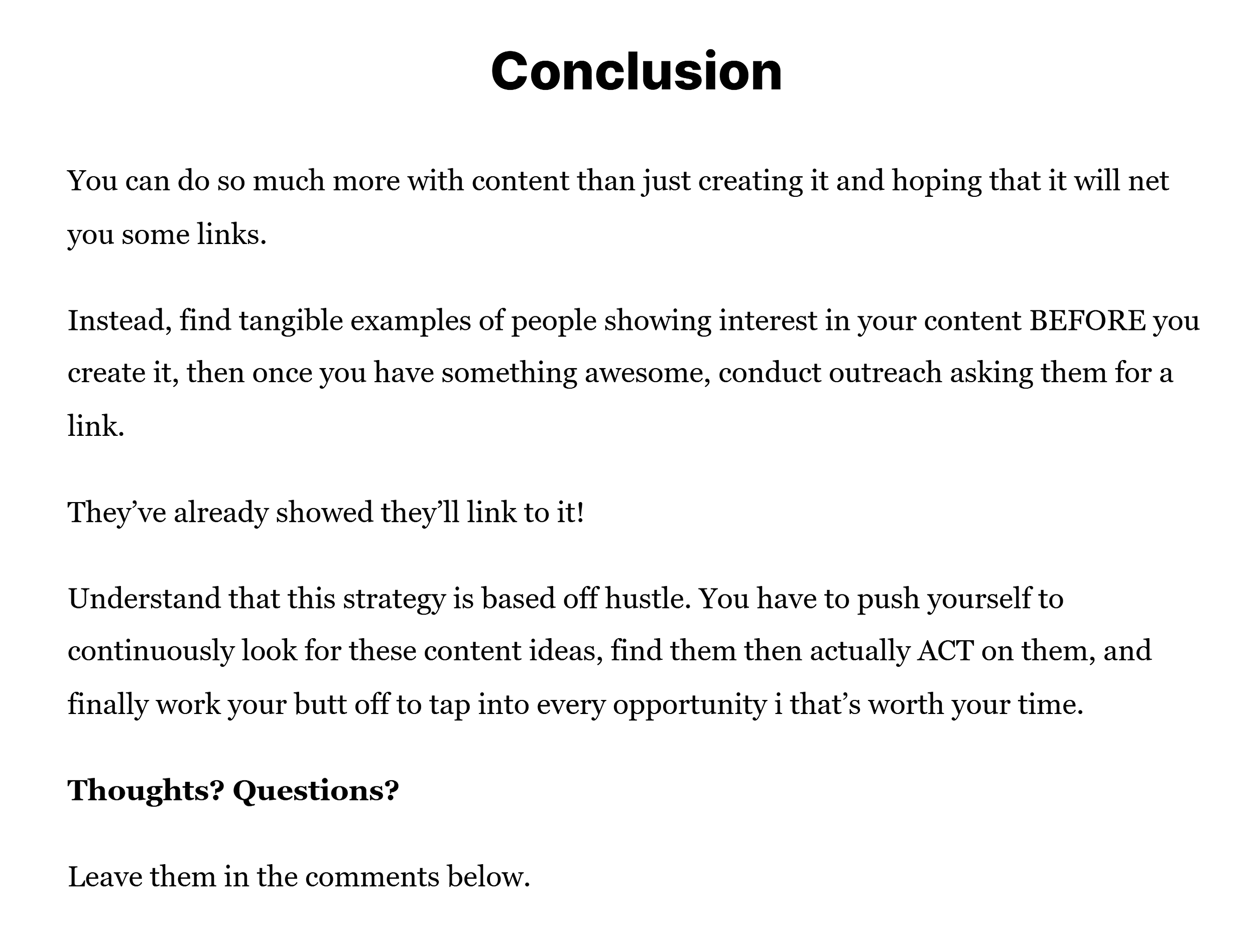 Post Conclusion – Call to comment